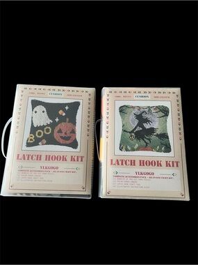 YLKGOGO Latch Hook Kit Halloween & Witch Cushion Set of 2
